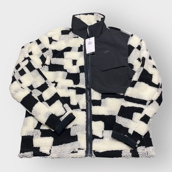 Nike Tech Pack Engineered Fleece Full Zip Jacket White Black DD6632-010 Mens M - Picture 1 of 11